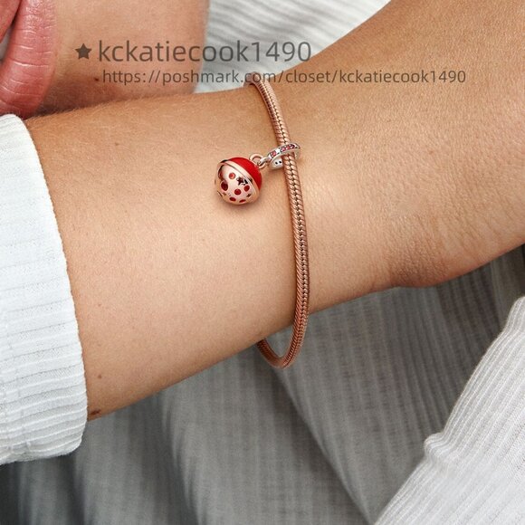 Pandora Two-tone Planet Mars Murano & Sparkling Dangle Charm - Picture 5 of 5